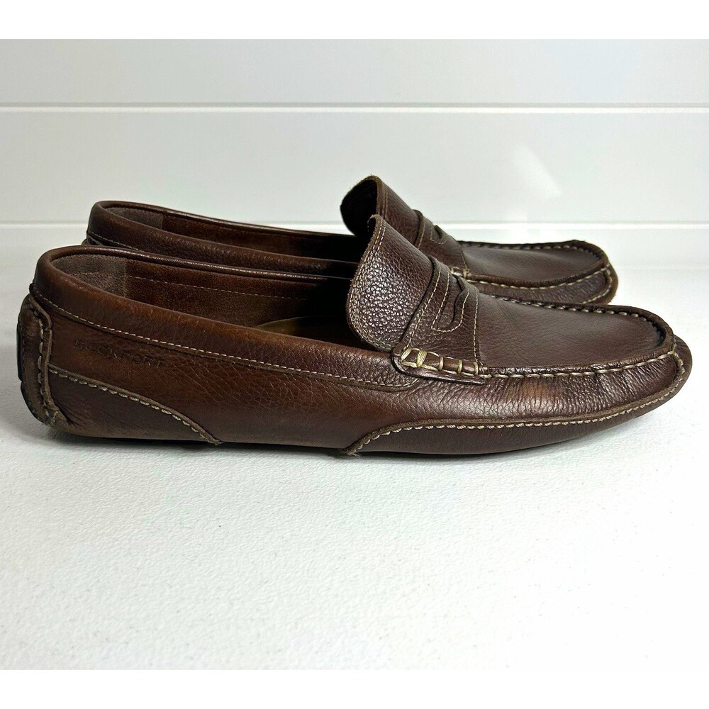 Rockport Men's US 9 M Brown Leather Slip-On Driving Loafer Comfort Round Toe